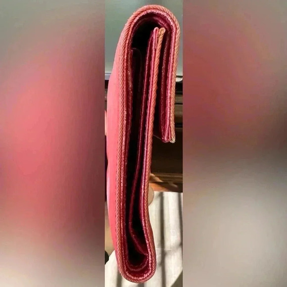 SALE Prada Tessuto Red Vinyl & Leather Tri-Fold Wallet w/Authenticity Card GUC - Picture 4 of 10